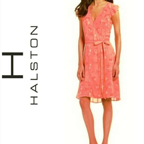 𝅺Halston Draped Wrap Dress - Picture 1 of 6